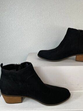 Dr Scholls Womens Size 8 M Brianna Lifestyle Ankle Boot Black Polyester Zip Up